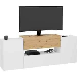 FD Furniture Tv-Meubel Olpe 182 cm Breed wit met artisan eiken