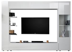 Pesaro Mobilia Tv-wandmeubel Marina 285 cm breed in hoogglans wit