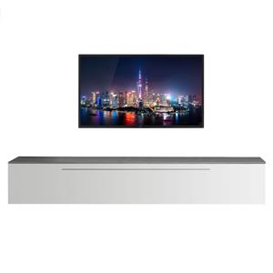 Pesaro Mobilia Zwevend Tv-meubel Tesla 210 cm breed in hoogglans wit met grijs beton