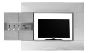 Pesaro Mobilia TV-wandmeubel set Cardi in hoogglans wit met grijs beton