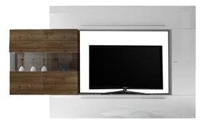 Pesaro Mobilia TV-wandmeubel set Cardi in hoogglans wit met walnoot