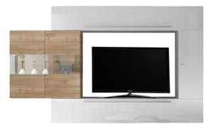 Pesaro Mobilia TV-wandmeubel set Cardi in hoogglans wit met eiken