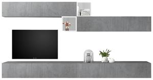 Pesaro Mobilia TV-wandmeubel set Anya in hoogglans wit met grijs beton