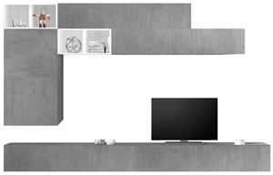 Pesaro Mobilia TV-wandmeubel set Sako in hoogglans wit met grijs beton