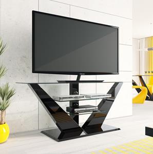 Hubertus Meble Tv-meubel Luna 140 cm breed met led - Hoogglans Zwart