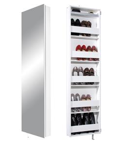 Germania Roterend schoenenkast Elda 195 cm hoog in wit met spiegeldeur