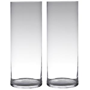 Set van 2x stuks transparante home-basics cylinder vorm vaas/vazen van glas 60 x 19 cm -