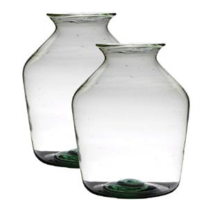 2x stuks transparante luxe grote vaas/vazen van glas x 29 cm -