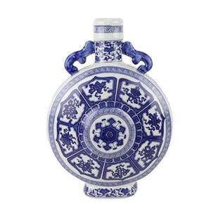 Fine Asianliving Chinese Vaas Blauw Wit Porselein D22xH35cm