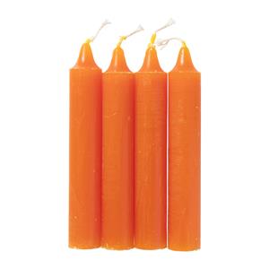 Xenos Dinerkaarsen kort - oranje - set van 4