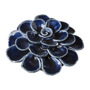 Xenos Decoratie bloem - blauw - ø7.5x3 cm