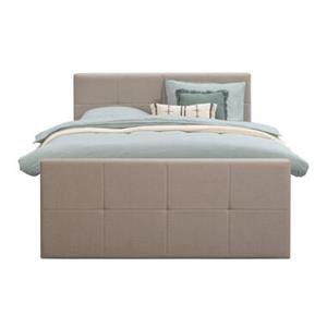 Leen Bakker Boxspring met voetbord Sonderborg - beige - 160x200 cm - vierkante poot