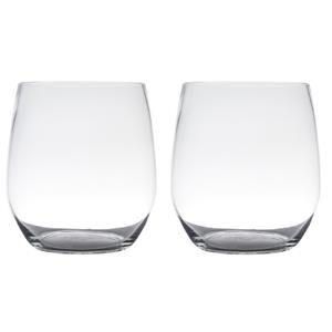 Hakbijl Glass Set van 2x stuks transparante home-basics vaas/vazen van glas 15 x 12 cm Tony -