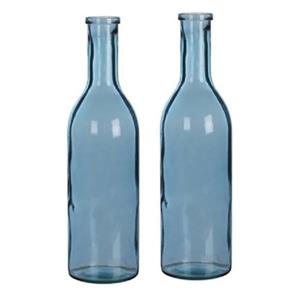 2x Glazen fles / vaas blauw 50 x 15 cm -