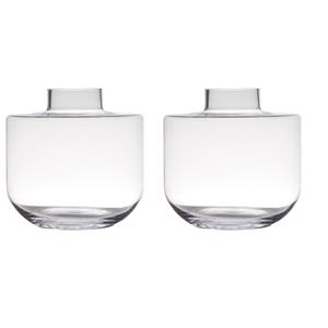 Set van 2x stuks transparante luxe grote vaas/vazen van glas 25 x 26 cm -