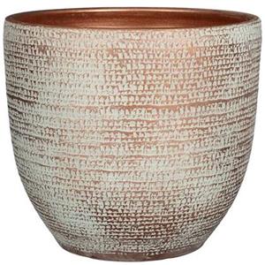 Mica Decorations Plantenpot - terracotta - koper met wit - D35|H32 cm