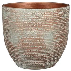 Mica Decorations Plantenpot - terracotta - koper met wit - D29|H26 cm