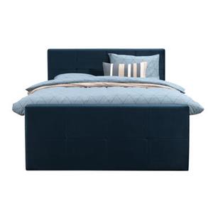 Leen Bakker Boxspring met voetbord Billund - blauw - 160x200 cm - ronde poot