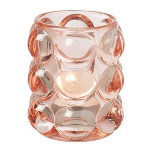 Xenos Theelichthouder bubbels - roze - ø8.5x9 cm