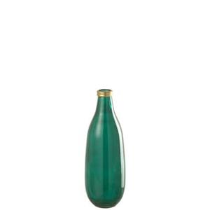 J-Line Vaas Goud Boord Glas Groen Medium - 40 cm hoog