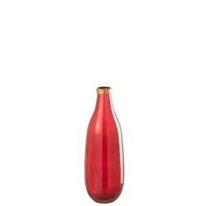 J-Line Vaas Goud Boord Glas Rood Medium - 40 cm hoog