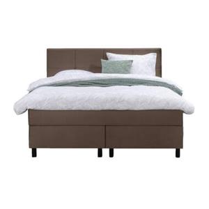 Leen Bakker Boxspring Billund - bruin - 140x200 cm - ronde poot