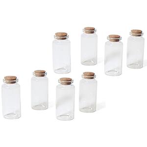 Merkloos 16x Kleine transparante glazen flesjes met kurken dop 12 ml -