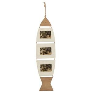 J-Line Fotokader Hangend Vis Hout Wit|Bruin Large