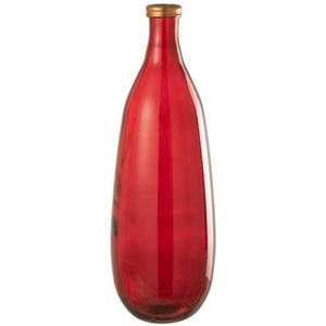 J-Line Vaas Goud Boord Glas Rood Large - 75 cm hoog