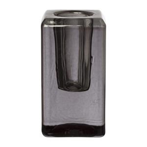 Xenos Dinerkaarshouder glas - grijs - 4.2x4.2x8 cm