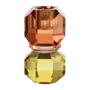 Xenos Dinerkaarshouder kristal - rood/geel - ø5.5x9 cm