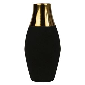 Bloemenvaas Monaco de luxe - zwart/goud - metaal - D12 x H25 cm -