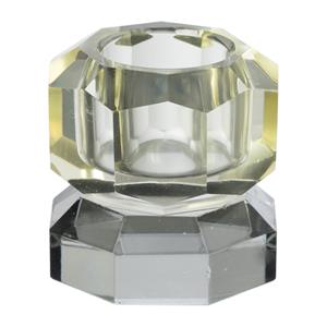 Xenos Dinerkaarshouder kristal 2-laags - geel/grijs - 4x4x4 cm