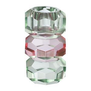 Xenos Dinerkaarshouder kristal 3-laags - groen/roze - 4x4x7 cm