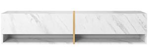 Mirrgo - TV-Lowboard stehend Weiß Marmor mit Goldenen Einsätzen, 140 cm - Selsey