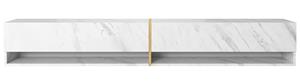 Mirrgo - TV-Lowboard stehend Weiß Marmor mit Goldenen Einsätzen, 200 cm - Selsey