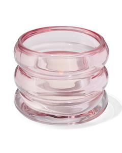 HEMA Sfeerlichthouder Donut Ø8x6 Roze Glas (roze)