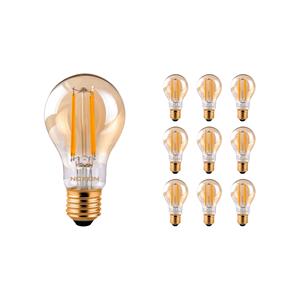 Budgetlight Voordeelpak 10x Gloeilamp LED E27 Peer Amber 7.2W 630lm - 822 | Dimbaar - Vervanger voor 50W