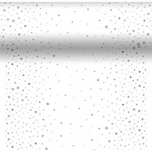Duni Kerst thema tafelloper/placemats - x 480 cm - papier - wit met sterren -