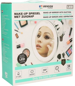 Huismerk Spiegel make-up 21 led met zuignap wit