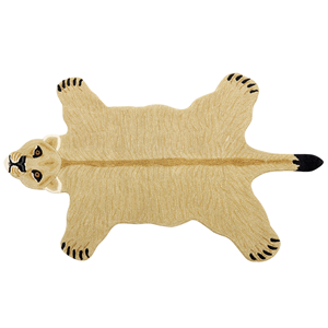 beliani Kinderteppich Wolle beige Tiermotiv Löwin 100 x 160 cm handgetuftet Sarabi - Beige