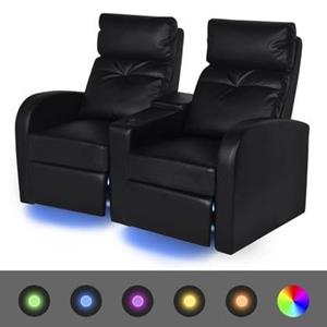 vidaXL Sofa Relaxsessel 2-Sitzer mit LED Kunstleder Schwarz