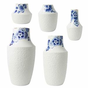 Heinen Delfts Blauw | Blauw Bloesem vazen - set - 5 stuks