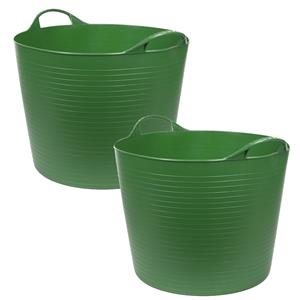 Benson 2x stuks flexibele kuip emmers/wasmanden rond groen 45 liter -