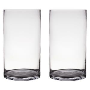 2x Transparante home-basics cylinder vaas/vazen van glas 45 x 25 cm -