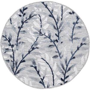 Teppich Deja 100, carpetfine, rund, Höhe: 4 mm, robustes Flachgewebe, Motiv- Floral Palmenblätter, Hoch-Tief Effekt