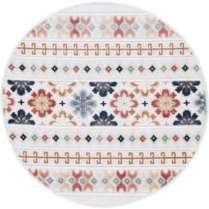 Teppich Deja 103, carpetfine, rund, Höhe: 4 mm, robustes Flachgewebe, Motiv- Floral Palmenblätter, Hoch-Tief Effekt
