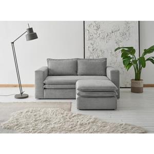 Places of Style Sitzgruppe "PIAGGE", (2 tlg.), 2-Sitzer-Sofa und Hocker klein im Set