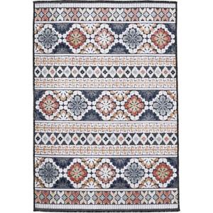 Teppich Deja 103, carpetfine, rechteckig, Höhe: 4 mm, robustes Flachgewebe, Motiv- Floral Palmenblätter, Hoch-Tief Effekt