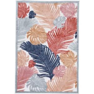 carpetfine Teppich "Deja 104", rechteckig, robustes Flachgewebe, Motiv- Floral Palmenblätter, Hoch-Tief Effekt